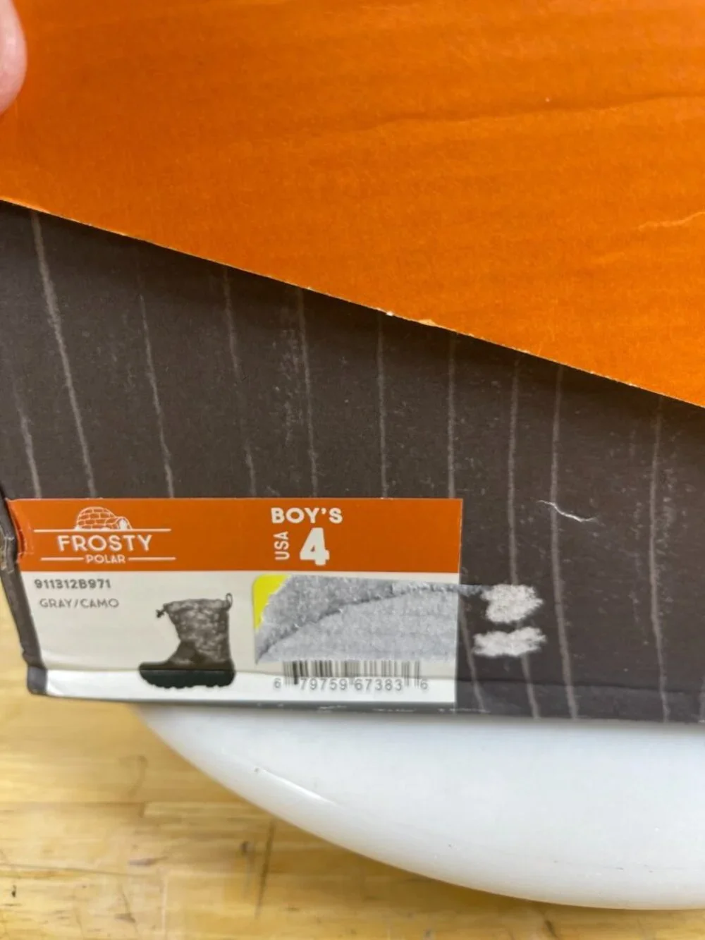Northside Frosty Polar Boys Size 4 Gray Camo Winter Snow Boots Strap